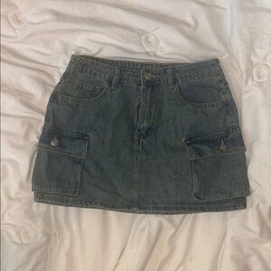 Denim Cargo Skirt